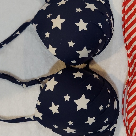 Lovely Adore Me American Flag Two Piece Bikini Size Bottom XL Top 38 D - Picture 2 of 11